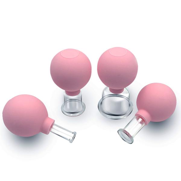 Pink Glass Jars Vacuum Massager Cup Rubber Massage Body Guasha Suction Cups Slimming Anti Cellulite Cans Set