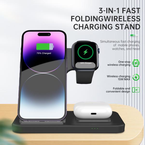 15w многофункциональное беспроводное портативное зарядное устройство для Iphone черно-белый ABS metarial