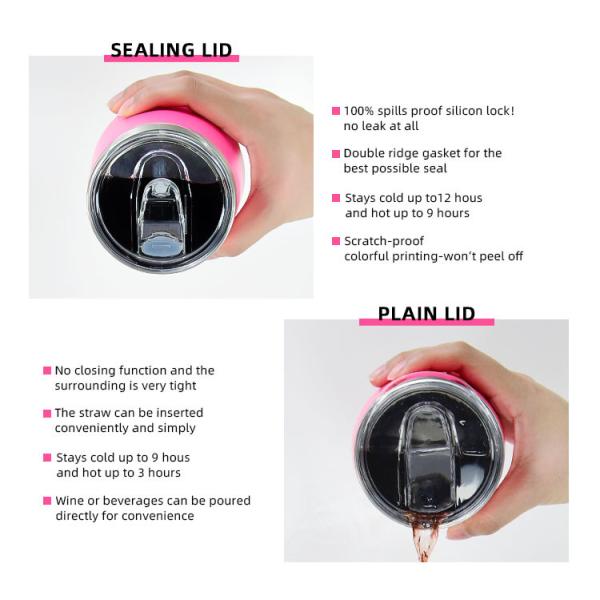 En vrac 12 paquets 12 oz en acier inoxydable verres à vin sans tiges avec couvercles et pailles