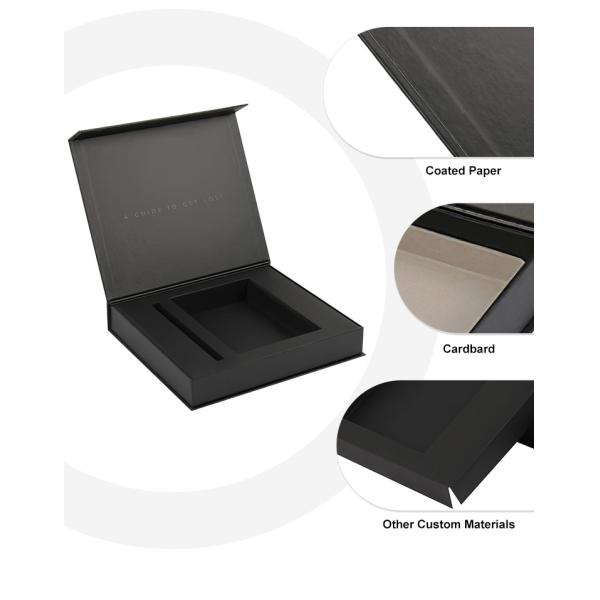 Black Custom Magnetic Box Packaging Rigid Cardboard Flexible With Inserts