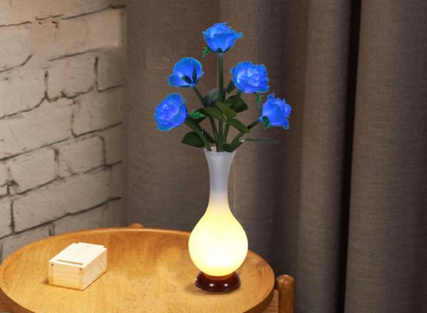 LED Simulation Rose Vase Lamp Bedroom Modelling Table Small Night Lights Flower Bedroom Decorative Lamp