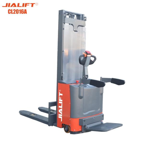 Standing On Electric Stacker 2000kg Lifting Height 1600mm Battery Powered Stacker