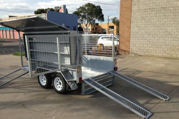 Double Axle 8×5 Tandem Lawn Mowing Trailer With 1800 x 280mm Slide Away Ramps