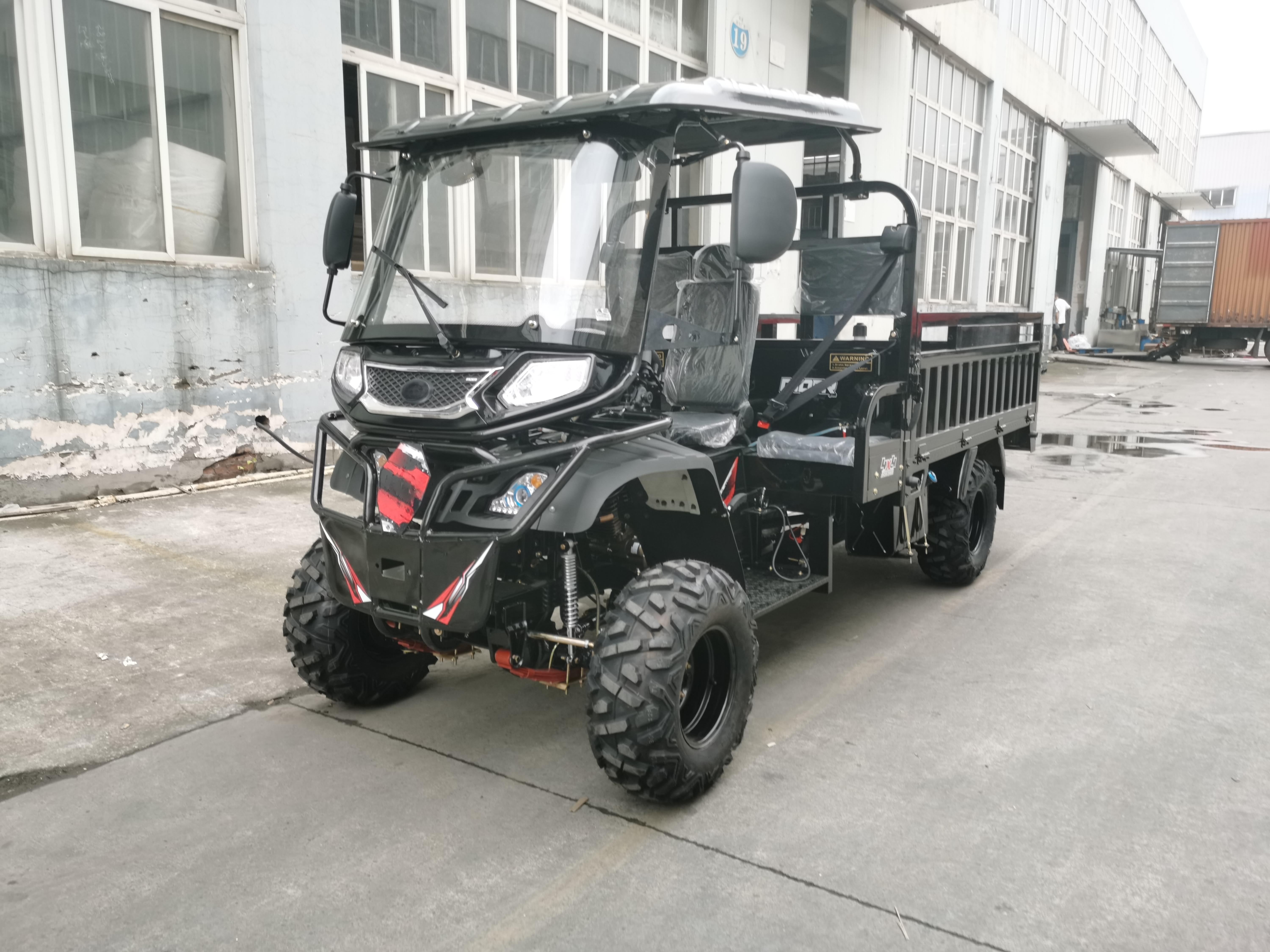 Gasoline 300cc 4WD ATV Cargo Utility Vehicle with Canopy, Off-Road ATV Chassis, Full-Floating Booster Rear Axle, 2.2*1.4m Cargo Box, and 800kg Load Capacity