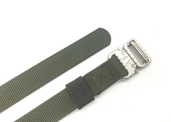 Army Green Polyester Webbing Belt / Men Waist Belt With Plastic Buckle