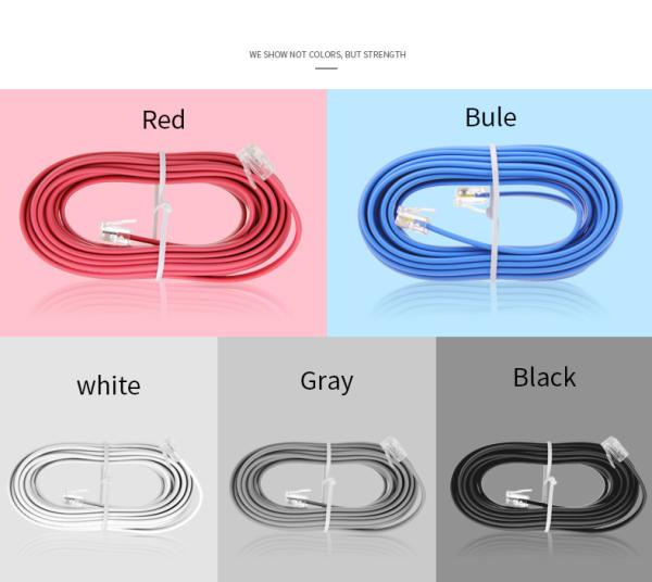 Customized RJ9 RJ11 RJ12 Telephone Cable 4P4C 28AWG PVC