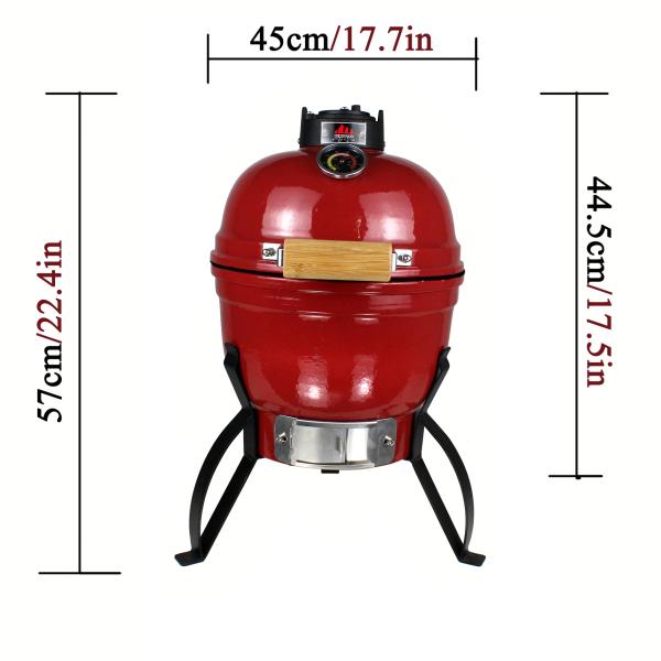 Auplex Kimstone Kamado Style Ceramic  Smoker Bbq Grill 13 Inch Charcoal Bbq Grill