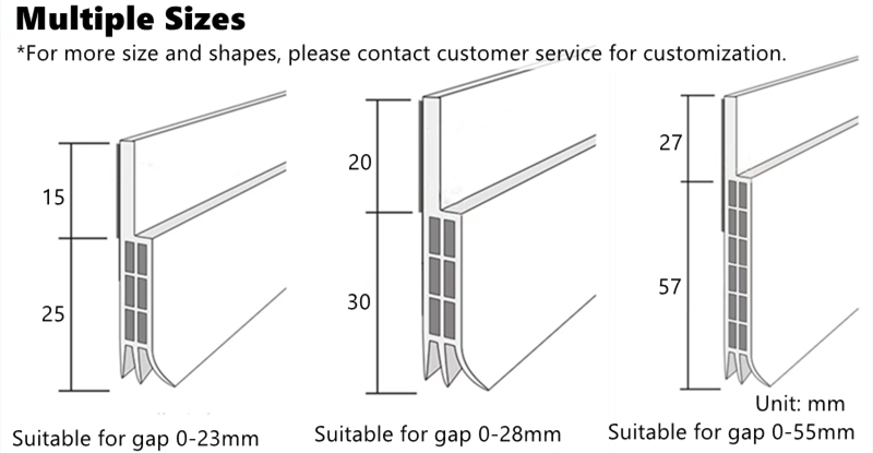 Silicone Rubber Door Sweep Draft Stopper Home Weather Stripping Under Door Bottom for Interior Doors Seal Strip