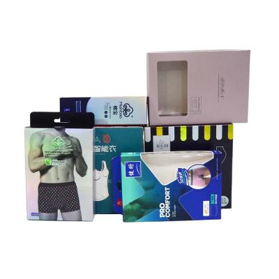 Logo personnalisé Carton Homme sous-vêtements Des sous-vêtements en papier Commerce de détail Emballage Crochette suspendue avec fenêtre transparente