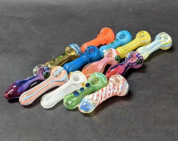 tubulações de vidro de fumo Mini Donut Spoon Pipe da mão do Borosilicate grosso de 5mm