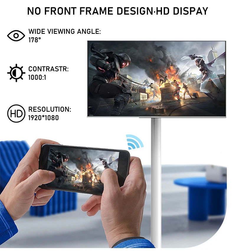 Портативный 22 дюймовый Android Standbyme TV передвигающийся Smart WiFi сенсорный экран на полу стоячий телевизор