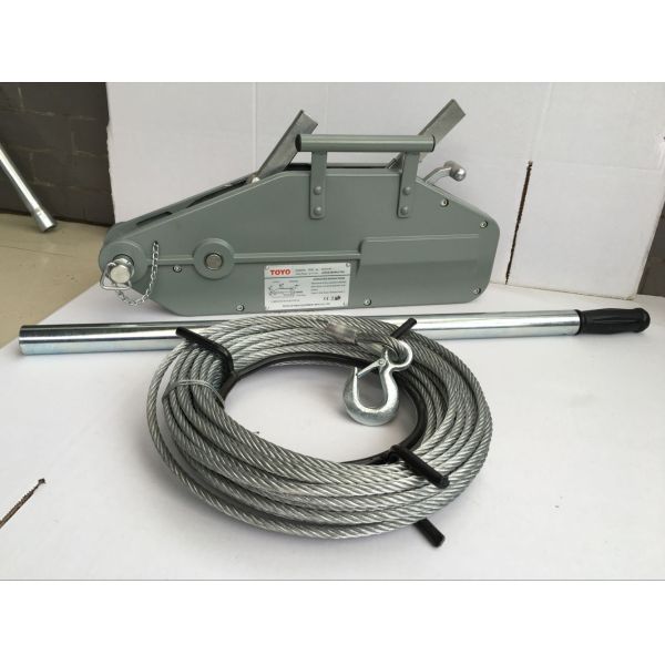 32KN Load Capacity Tirfor Wire Rope Hoist with 20m Steel Cable Manual Cable Pulling Winch for Line Construction