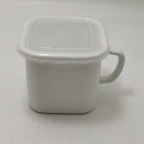 Eco Friendly 390g Kitchenware Enamel Square Pot With Frying Basket Daily Use