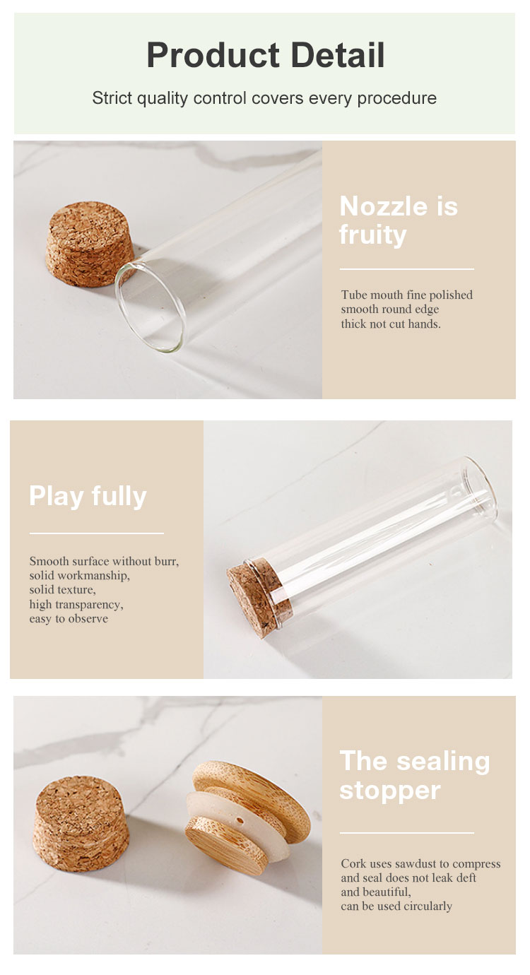 15x100mm Flat Bottom Round Bottom Laboratory Borosilicate Tube Glass Pipe Cylinder With Cap Test Tube Bottle With Cork
