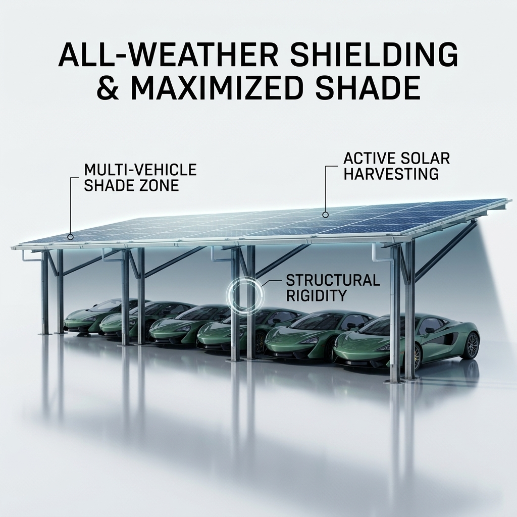 Architectural ECO Gamma Frame Carport Luxury Solar Parking Structure Multi-Layer