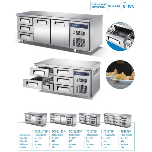 Restaurant Commercial Undercounter Freezer 350W Multiscene Silver Color