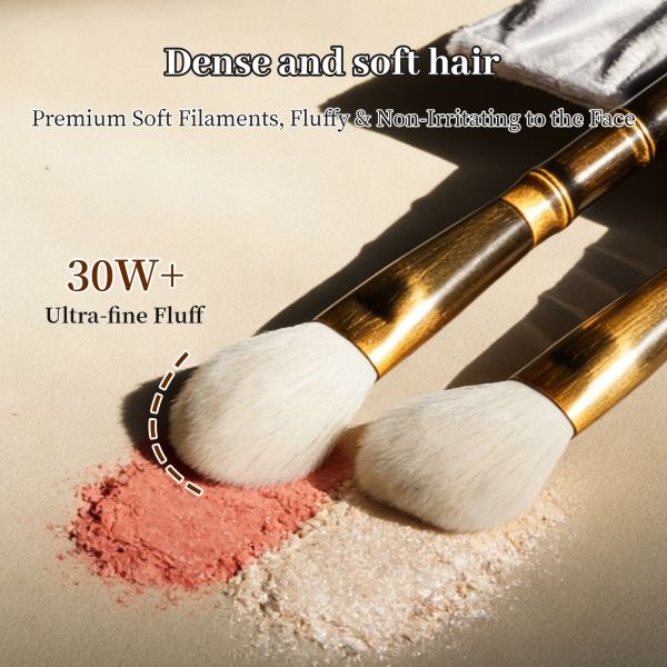 10Pcs Vintage Bamboo Bronze Makeup Brush Set with Electroplated Brushed Texture and Professional Configuration