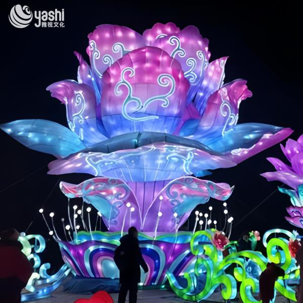Chinese Festival LED Zigong Lantern Large Artificial Flower Sculpture Detachable