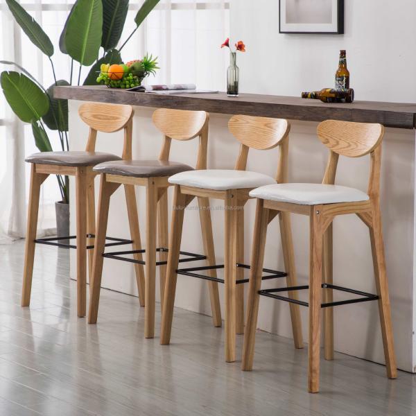 Modern Design High Wooden Mini Bar Stool in Direct with PU/Fabric Seat