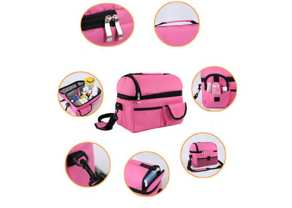 Pink Insulated Shopping Bags 600D Oxford Fabric Logo Custom