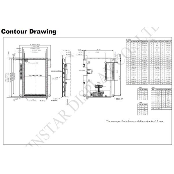 5'' IPS 720*RGB*1280 HDMI TFT LCD Module with converter board for Secure Access