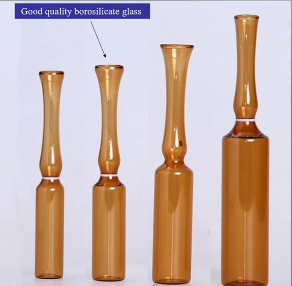 5ml 10ml 20ml Transparent Amber Tubular Glass Ampoule with Color Ring Break Medical Neutral Borosilicate glass ampoule