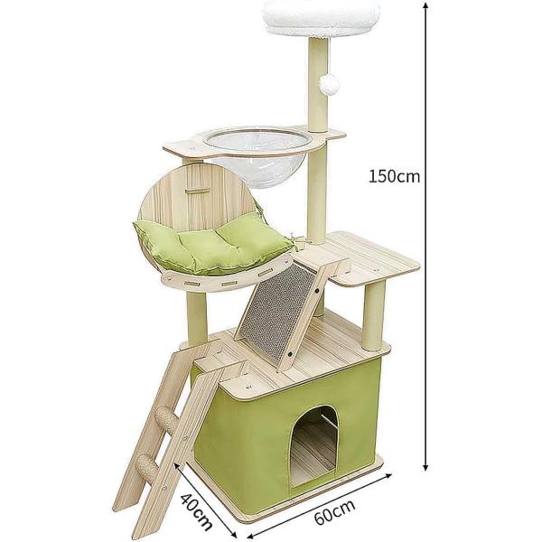Multi-Level Cat Condo with Sisal Scratching Posts and Durable Wood Construction