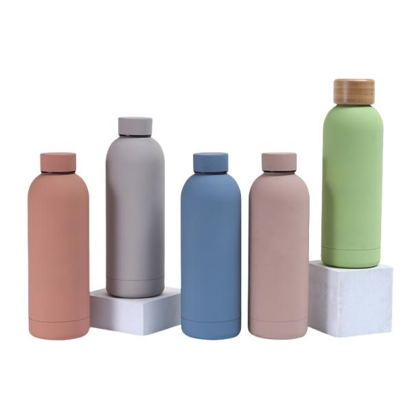 500ml Stainless Steel Drinking Bottles Metal Insulated Macaron Color Rubber Painting  For Outdoor Adventures
