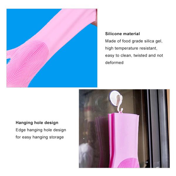Cleaning Silicone Sponge Dishwashing Gloves  Reusable Brush Scrubber Gloves For Housework, Kitchen