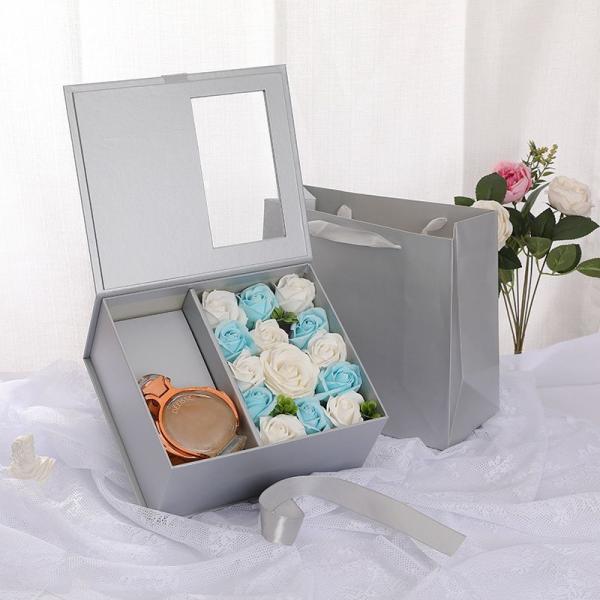 Luxury Black Cardboard Valentine'S Day Flower Gift Box 1.0 - 3.0mm Thickness