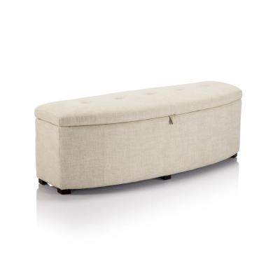Linen Fabric Living Room Storage Ottoman Anti Scratch Multiscene