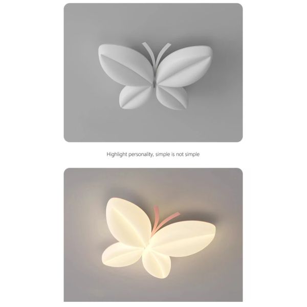 Bedroom Ceiling Lamps Creative Princess Room Little Girl Warm Romantic Butterfly Ceiling Lights(WH-MA-312)