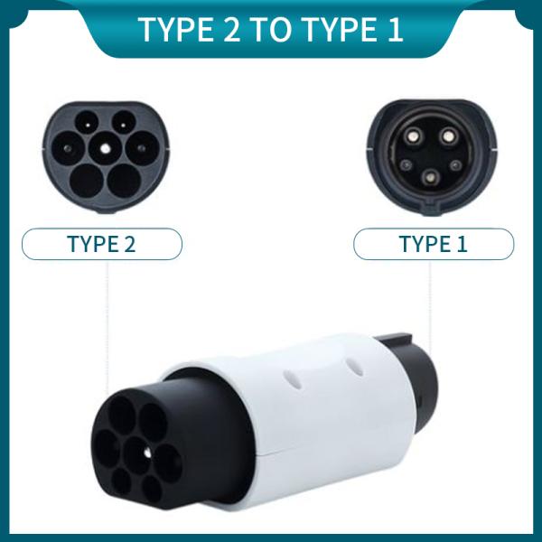Type1 Electric Vehicles EV Charging Adapter Type2 IEC62196-2 to Type1 AC EV 220V 7KW 32A with High Insulation Resistance