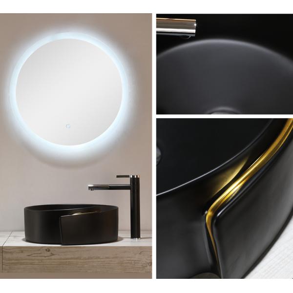 Oval Ceramic 9L Sanitary Ware Basin Matte Black Bathroom Bowl Sinks