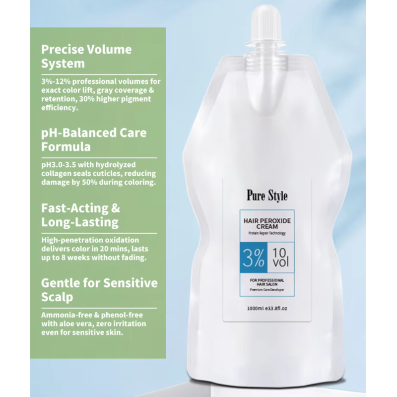 Purestyle Professional   3% 6% 9% 12% Peroxide Oxidant Cream Raw Material OEM Herbal Hair Developer