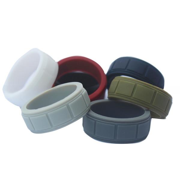 Anniversary Men's Silicone Rings 8mm Wide 2.5mm Thick Rubber Bands Rectangular Pattern Breathable