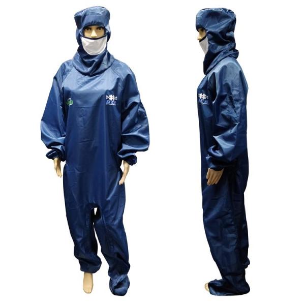 ISO 4 Cleanroom ESD Safe Clothing With Attached Hood Boots And Facemask