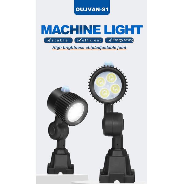 Lámpara de trabajo de cuello de cisne ajustable, portátil, con brazo corto, luz LED para máquina