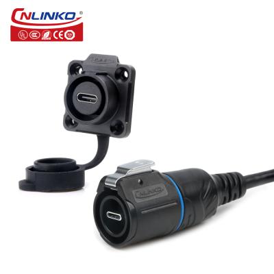 Cnlinko Manufacturer LP16 Industrial Waterproof Fast Transfer Data USB Type c Connector Male Usb Type c Female Connector