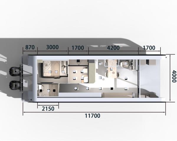 16 People Capacity House Boat with Swimming Activities MIN. HP 2*60HP