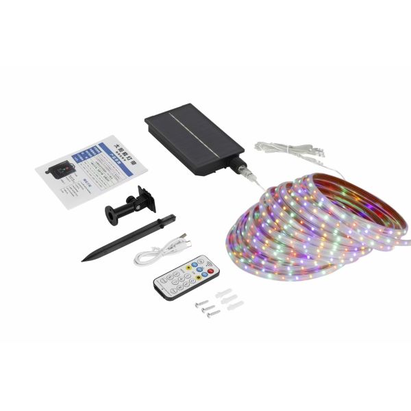 3+2-meter Solar Light Strip with 550 Lumen and 5V/1.2W Solar Panel for Energy Efficient Outdoor Lighting