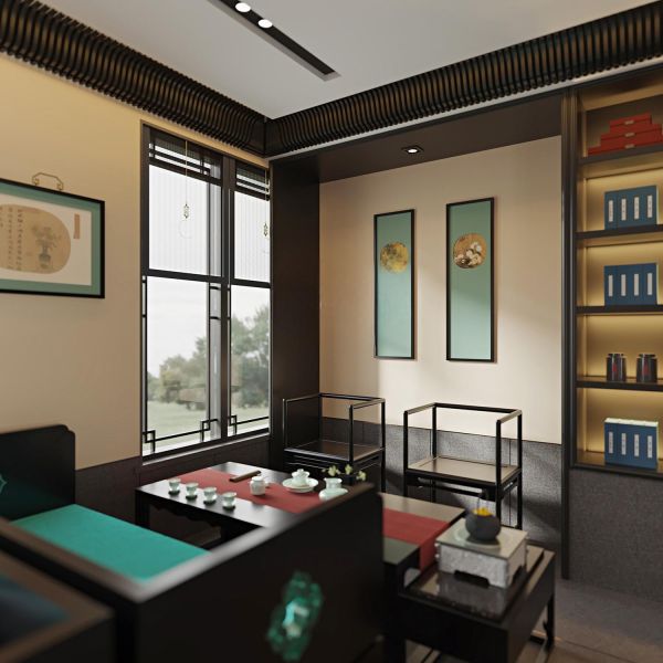 OEM/ODM CUSTOM NEW CHINESE STYLE TEA TABLE AND CHAIRS SET SOLID WOOD FURNITURE FOR CLUBHOUSE & OFFICE TEA ROOM