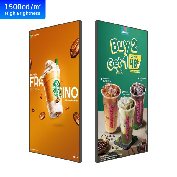 1000cd-m2 LCD Digital Signage Window Display Screen 4K UHD 43 to 86 Inch Indoor Advertising