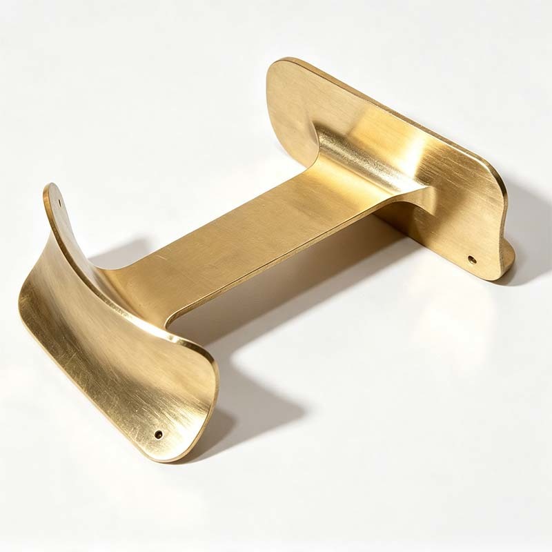Custom CNC Machined T2 Oxygen-Free Pure Copper Brass Bracket with Brushed Brass