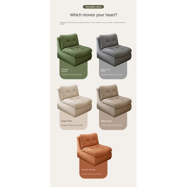 Modern Bean Bag Chair Reclining Sofa with Corduroy Fabric Modular & Portable Design for Living Room and Balcony Use