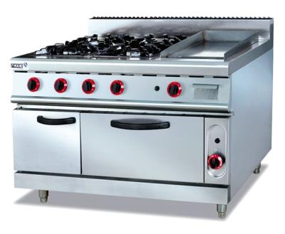 Escala de gás comercial 4-Burner com equipamento ocidental da cozinha da chapa para assar e do forno da parte inferior
