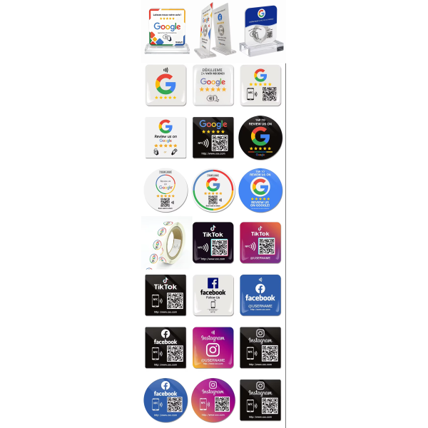 Premium Clear Acrylic NFC Business Card Custom Contactless Digital Feedback Stand NFC213 Chip Waterproof Google Business