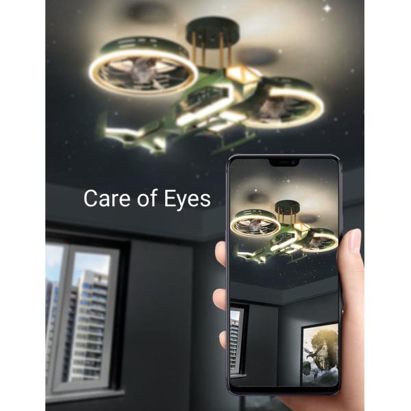 Мальчика модели бойца мультфильма комнаты мальчика дистанционного управления света вентилятора света самолета детей потолочное освещение спальни творческого