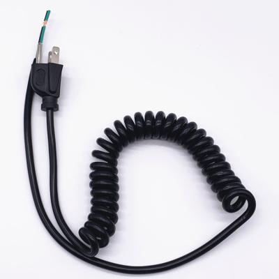 Cabos de alimentação de cabo espiral americano UL, 3 pinos NEMA 5-15P Plug to Tail Cabos de alimentação nus