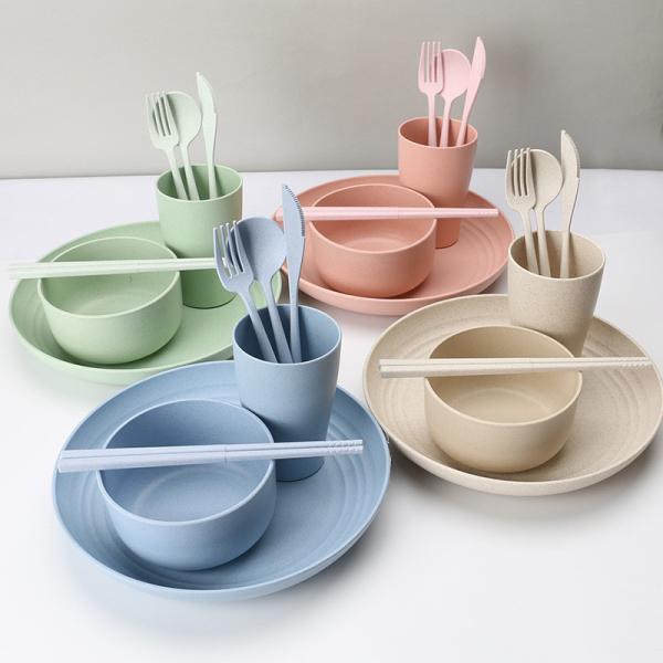 Flatware кухни домочадца 28pcs устанавливает набор Tableware соломы пшеницы ODM